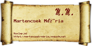 Martencsek Mária névjegykártya